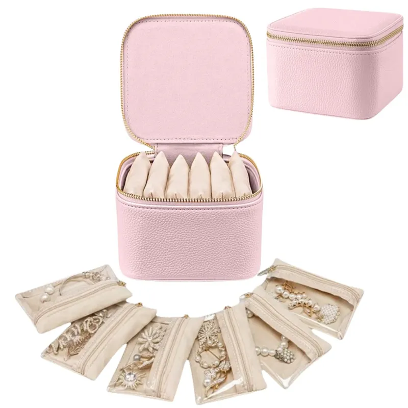 Travel Jewellery Box, Small Jewellery Box with 6 Jewellery Bags