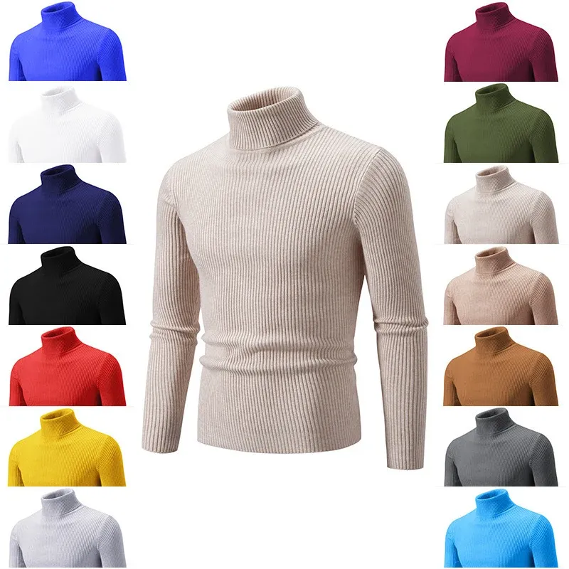 Herren modischer Rollkragenpullover mit feinem Rippdesign – Norvane
