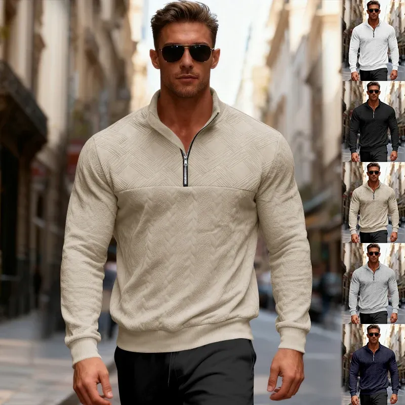 Herren Casual Pullover mit Stehkragen und Reißverschluss – Norvane